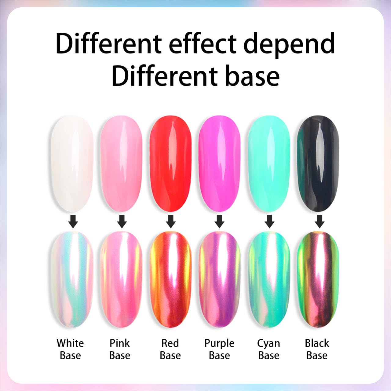 Aurora effect manicure created with holographic nail pigment