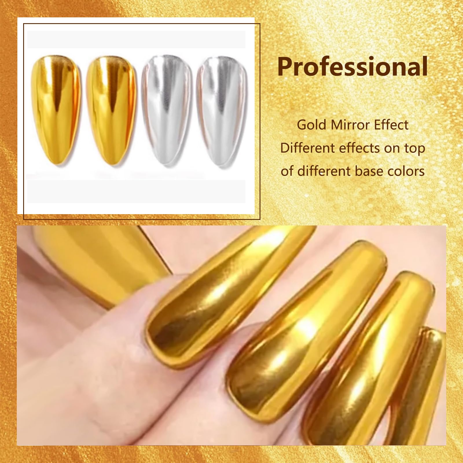 Close up of silver chrome nail pigment powder