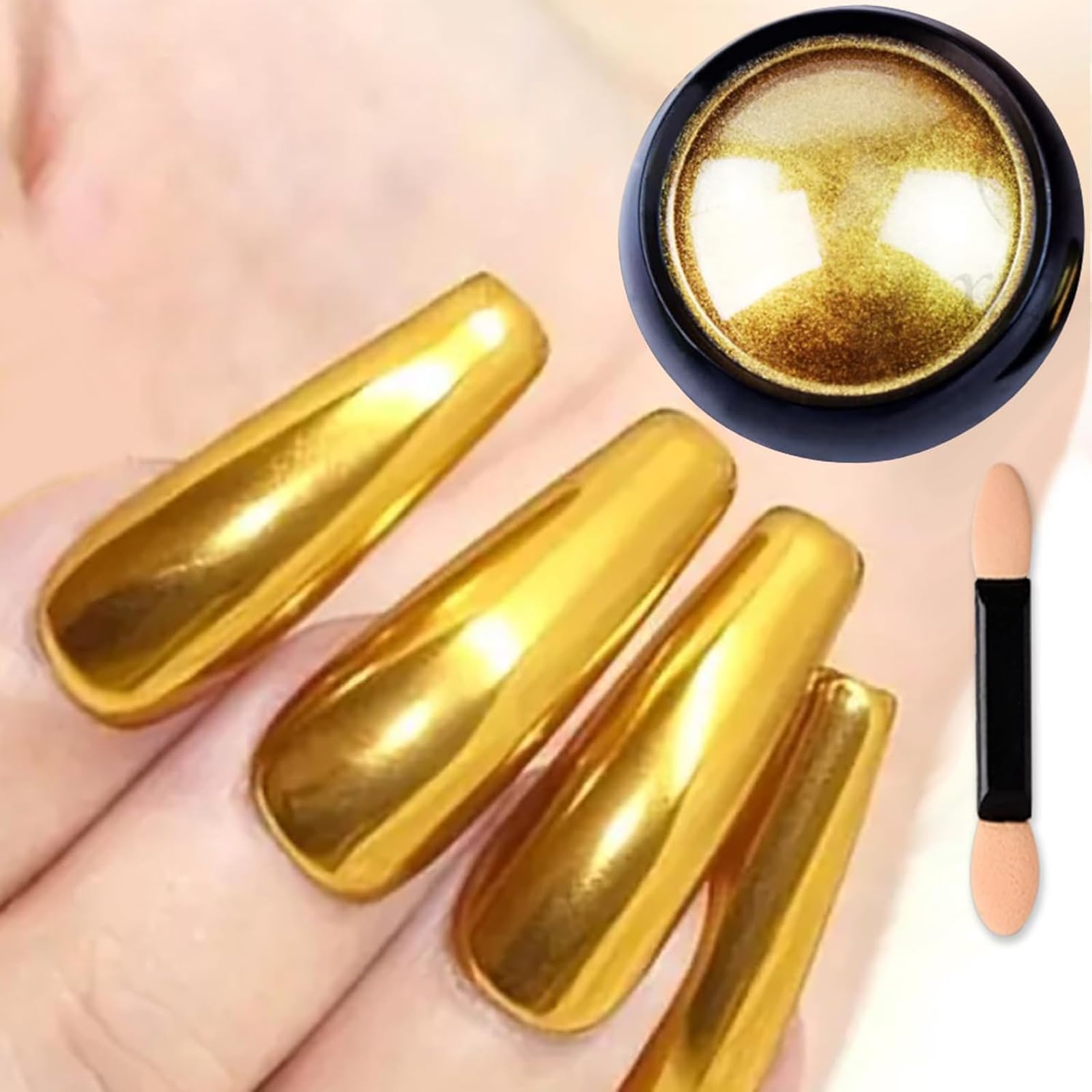 Chrome powder set with sponge applicators