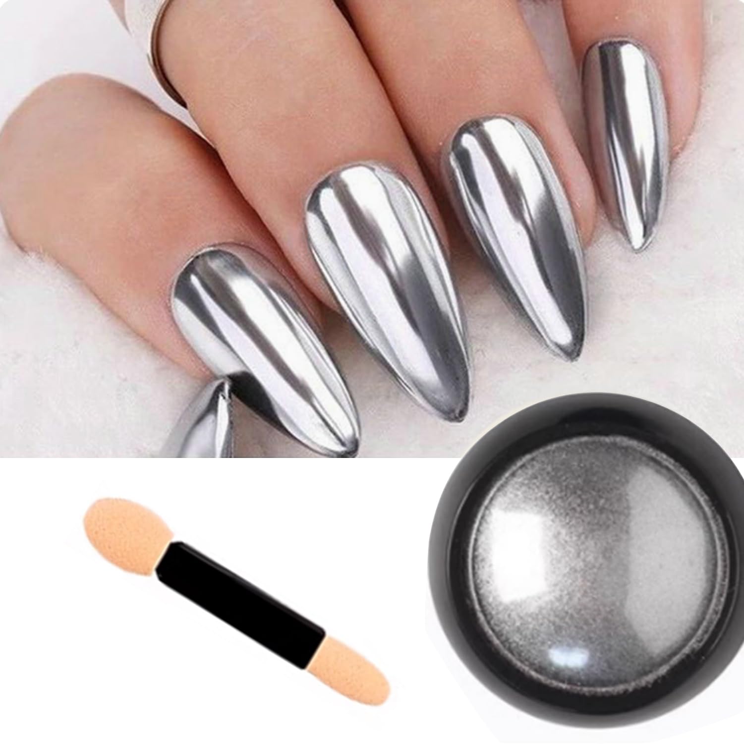 Manicure demonstrating mirror nail effect