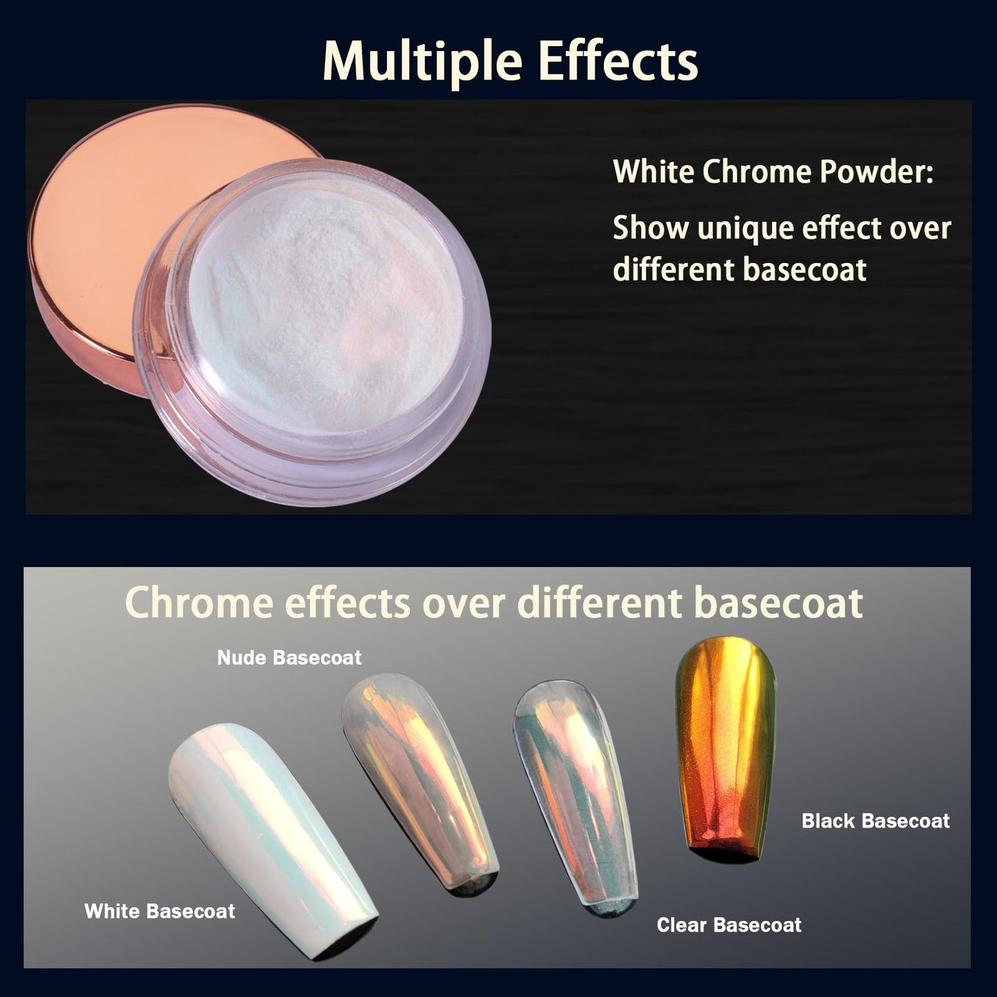 Aurora finish chrome powder jar and applicator tool