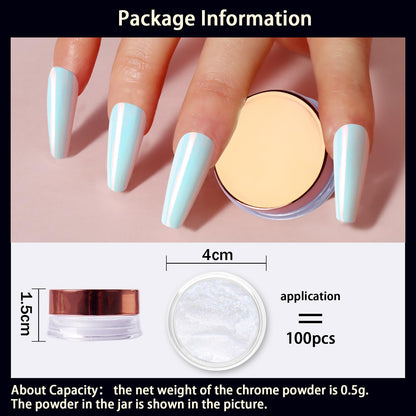 Professional manicure showing pearl mirror nail effect