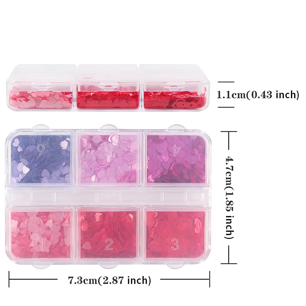 Hollow-out heart glitter flakes for professional nail salon use