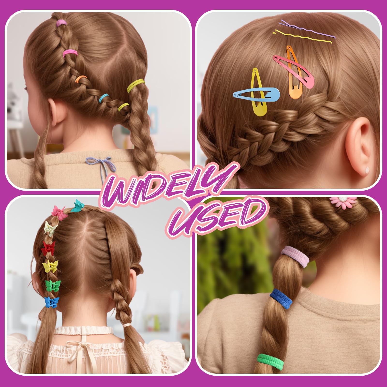 Teenitor multi color elastic bands organized by rows in grid case