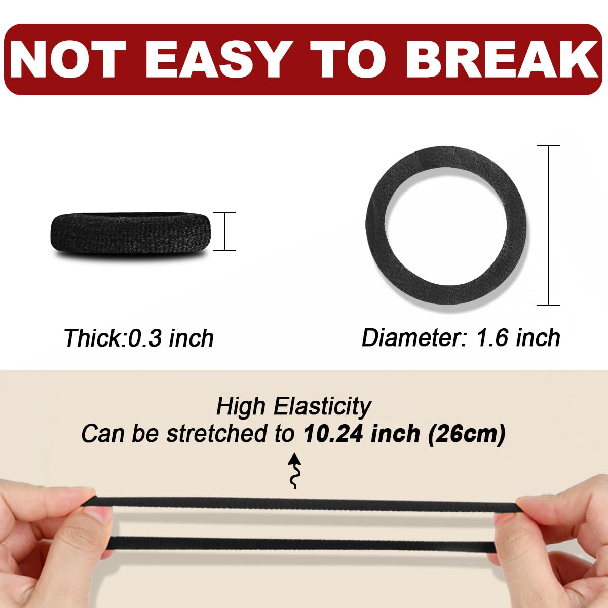 Premium cotton ponytail elastics arranged neatly on a solid background.