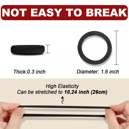 Premium cotton ponytail elastics arranged neatly on a solid background.