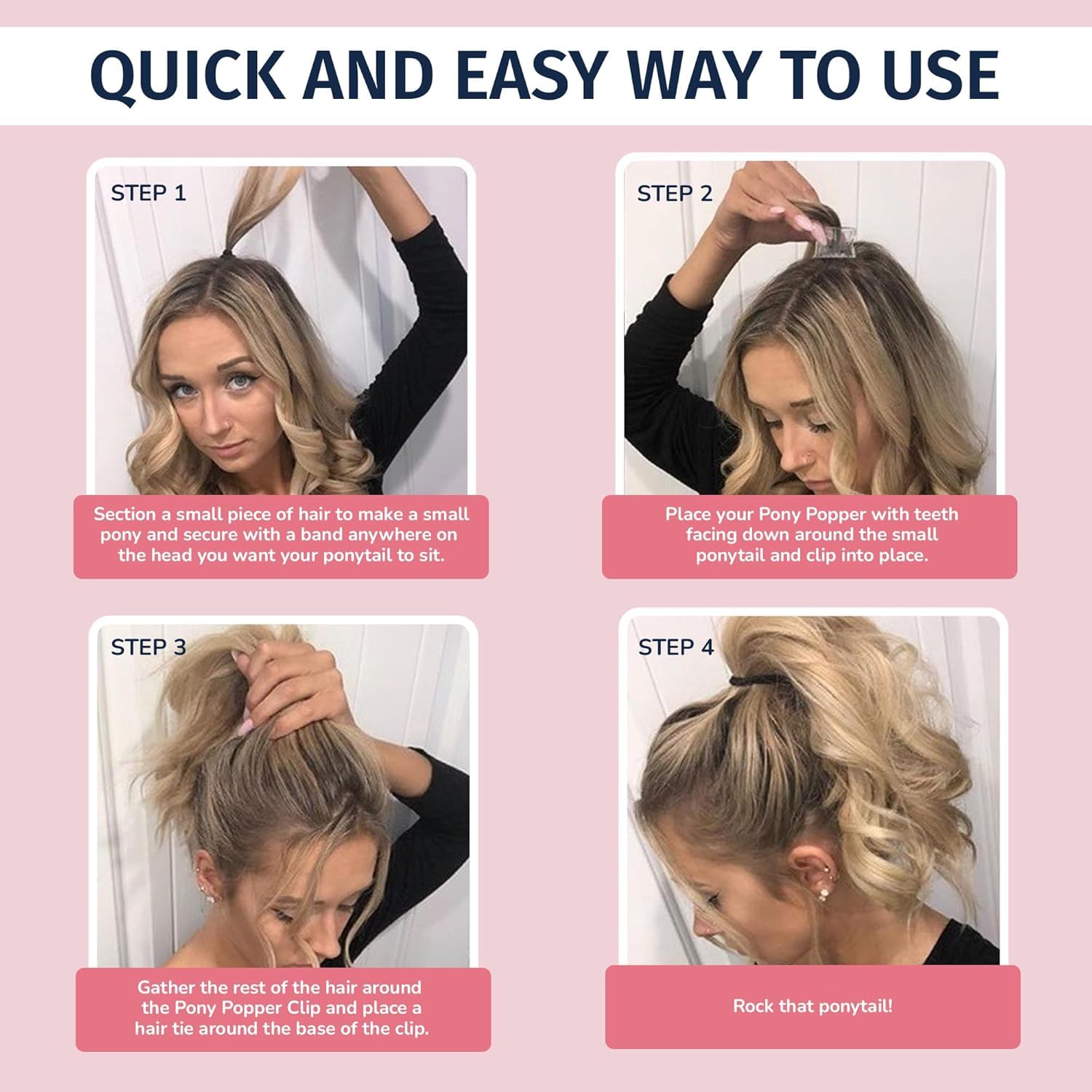 High ponytail tool for volume and lift inside view.