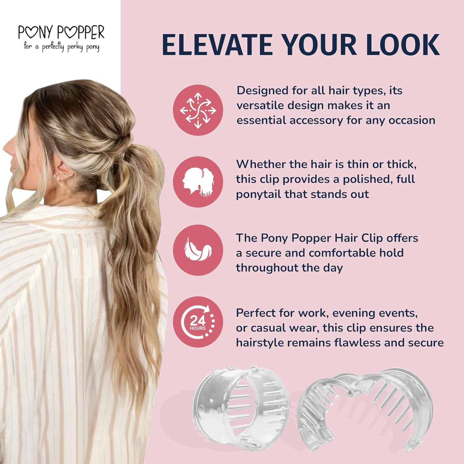 Volumizing hair clip for thick hair side angle.