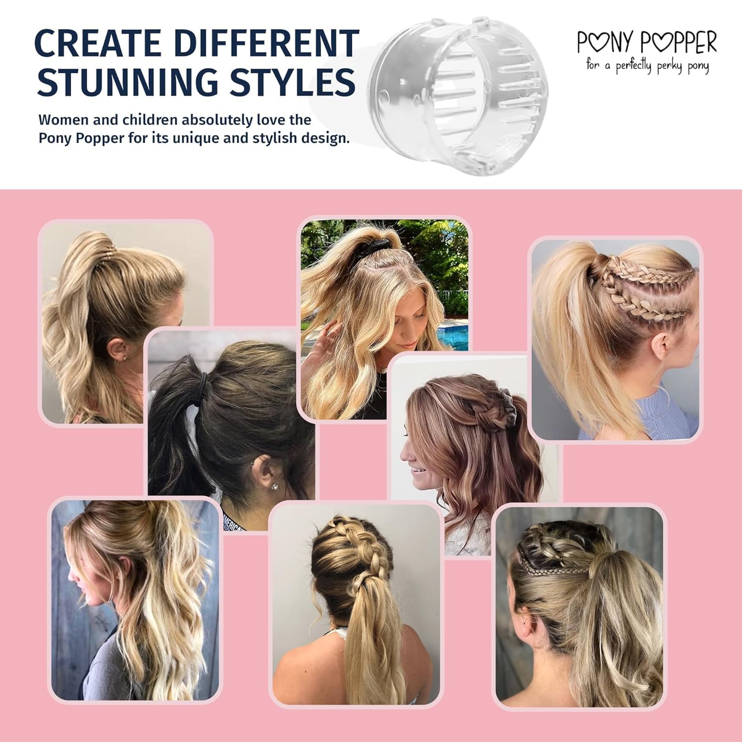 Premium synthetic rubber ponytail holder packaging view.
