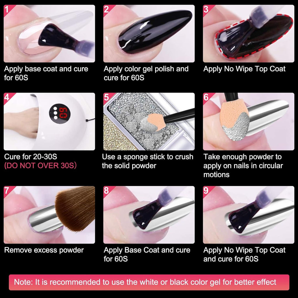 Complete nail art kit layout with palette and applicators