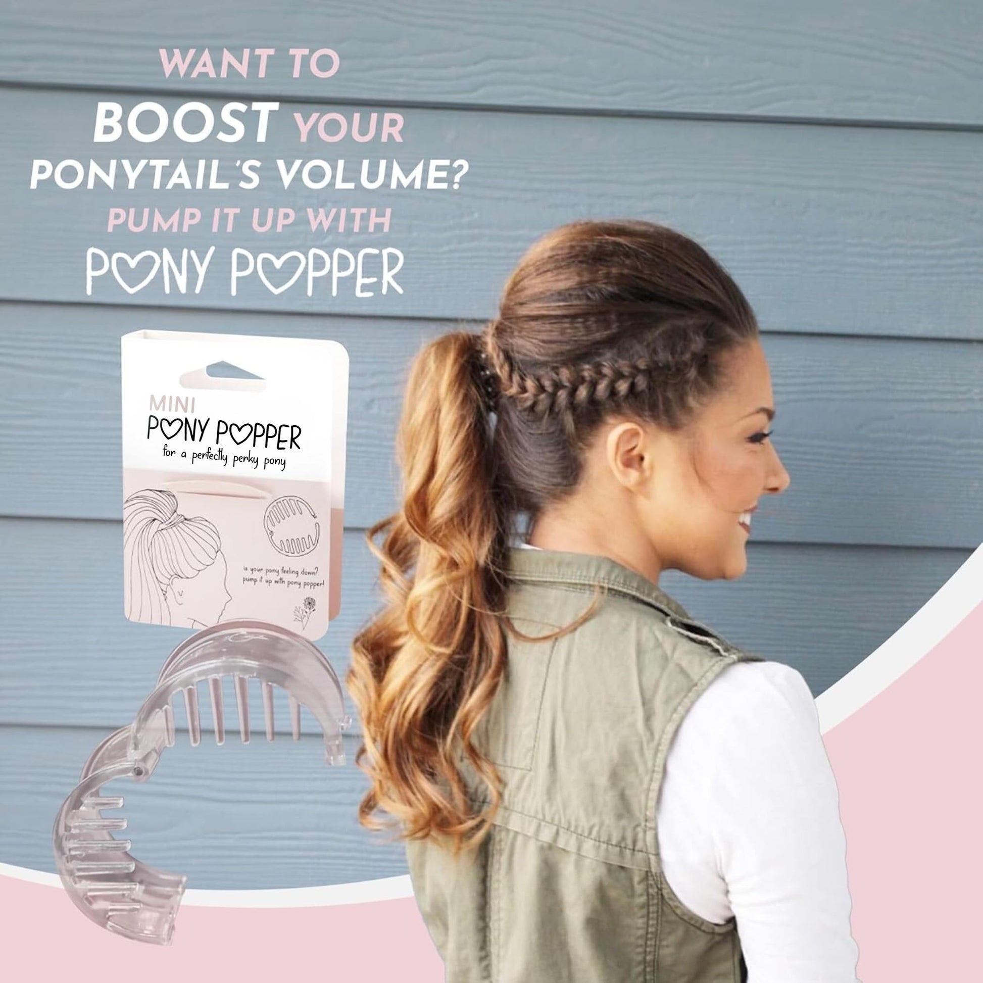 Invisible hair clip for perky high ponytails.