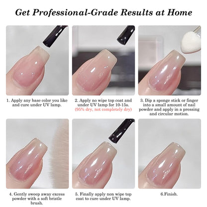 White pearl chrome powder texture on fingertips