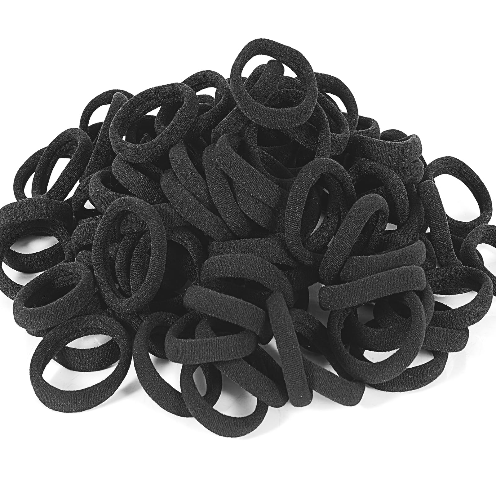 DWKFEOQ damage free black hair elastics grouped together showing 1.89 inch diameter size