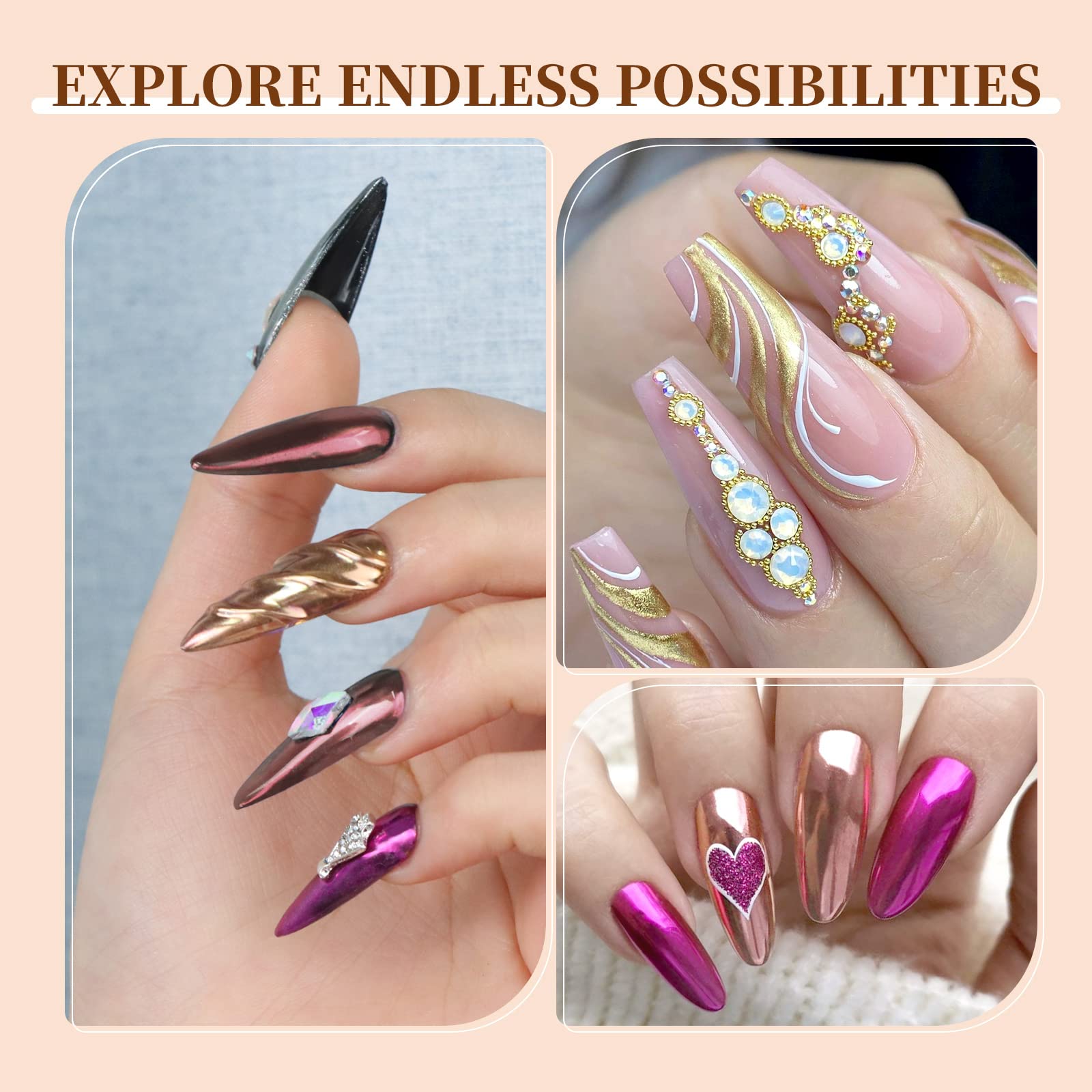 Saviland chrome nail powder set with included sponge applicators