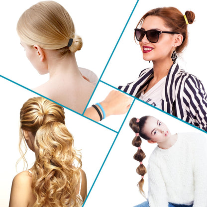 Packaging layout of the DWKFEOQ 120 piece bulk hair elastics for women and girls