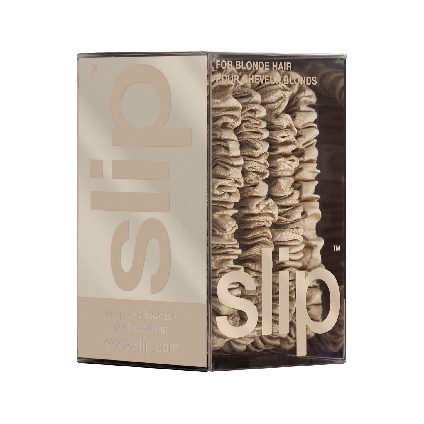 Slip imported USA silk hair ties displaying smooth luxury hair protective texture.