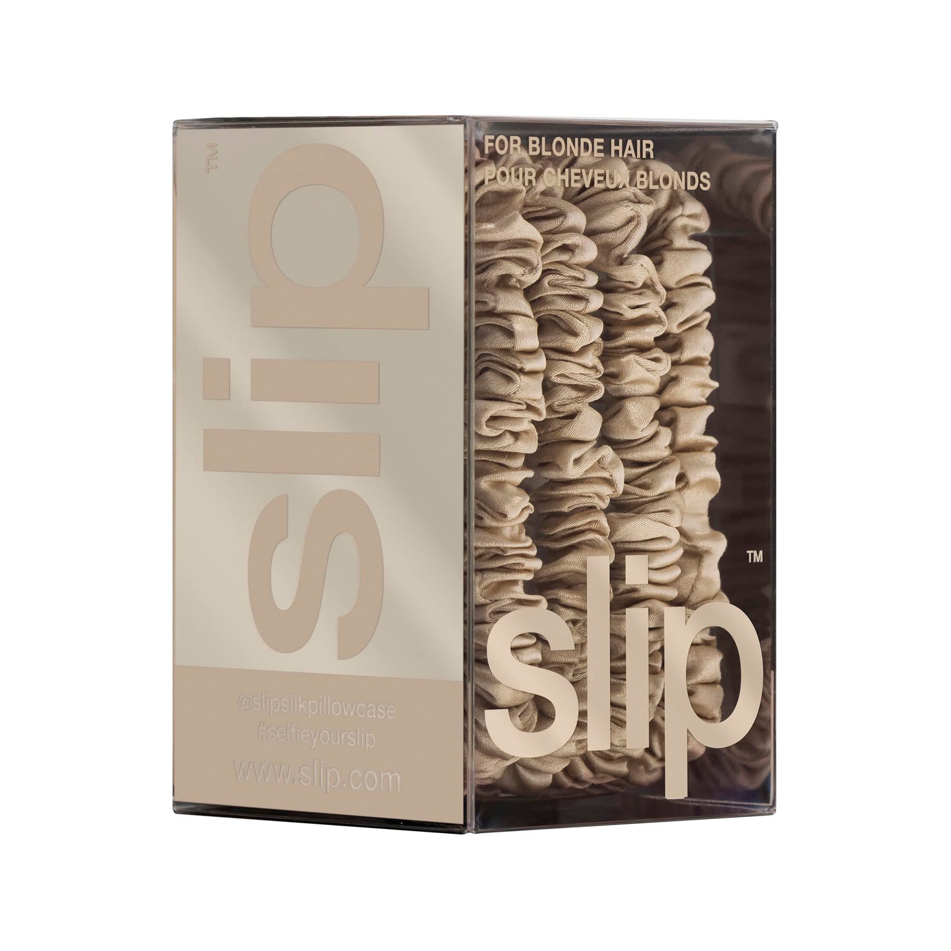 Slip imported USA silk hair ties displaying smooth luxury hair protective texture.