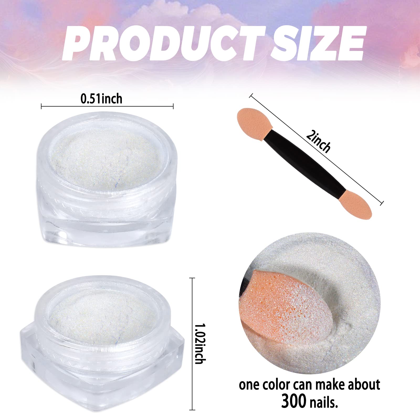 Laza pearl chrome powder kit with included sponge applicator sticks.