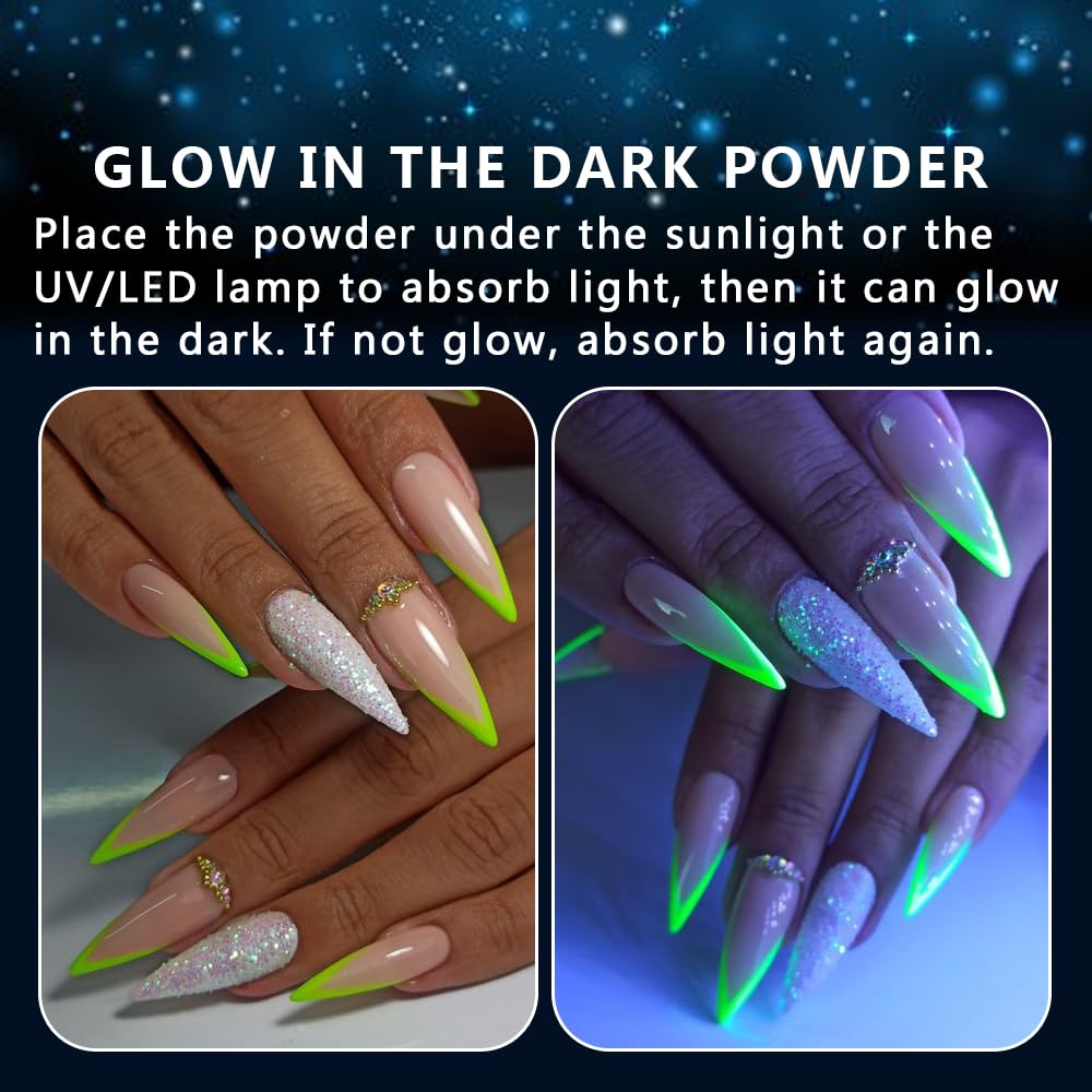 Dudustrong luminous pigment powder jars arranged for nail art