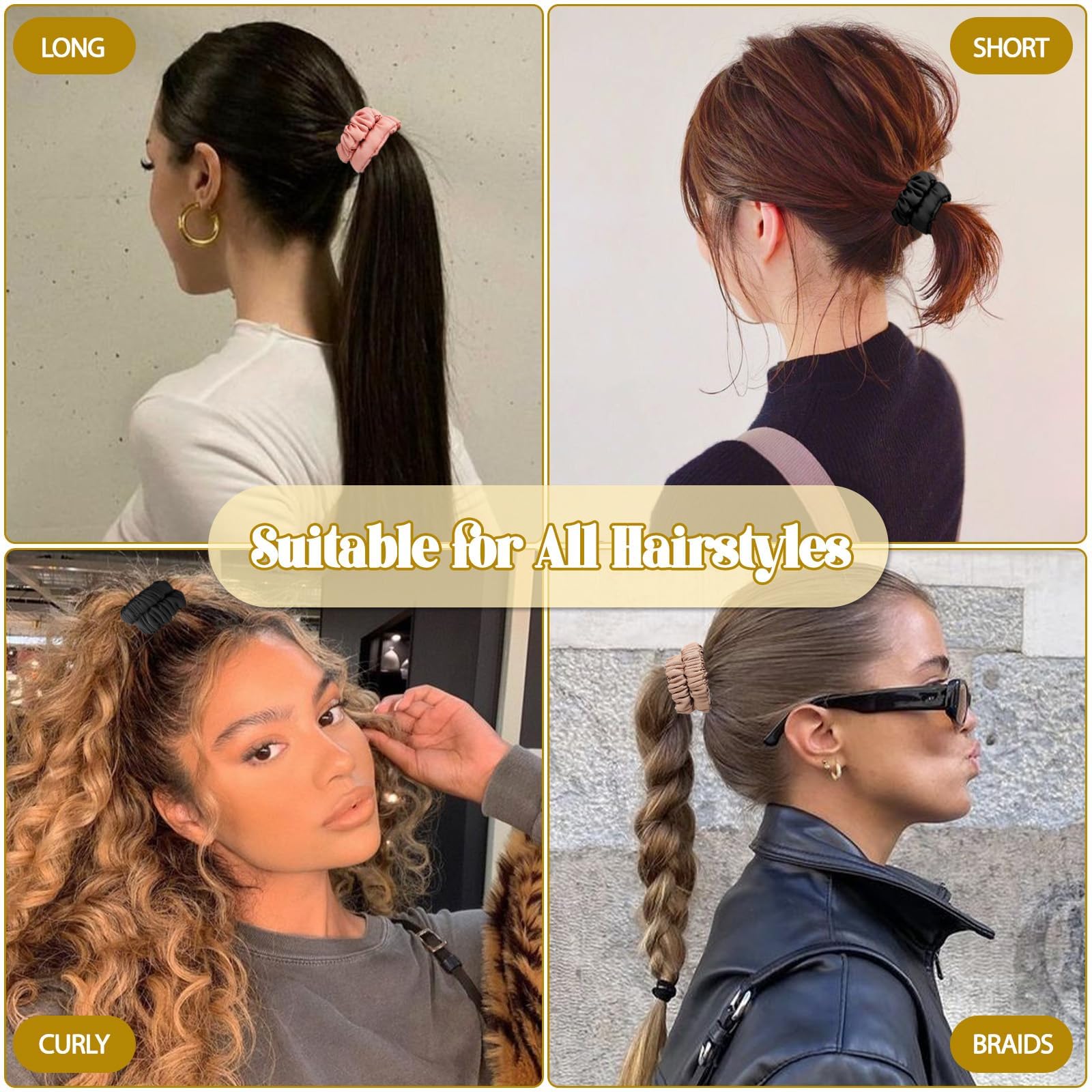 Demonstration of the frictionless elastic stretch of the luxury anti-breakage hair ties.