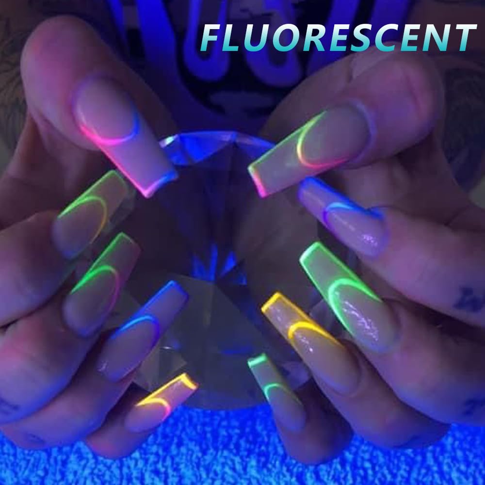 Close up of fluorescent neon phosphor glitter dust texture