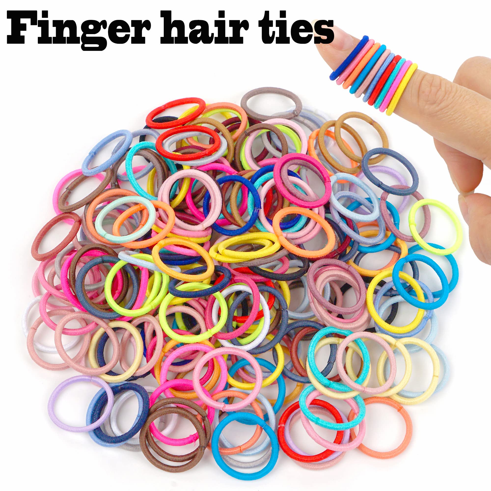 A variety of colorful mini elastics demonstrating how they bounce back to their original size without stretching out.