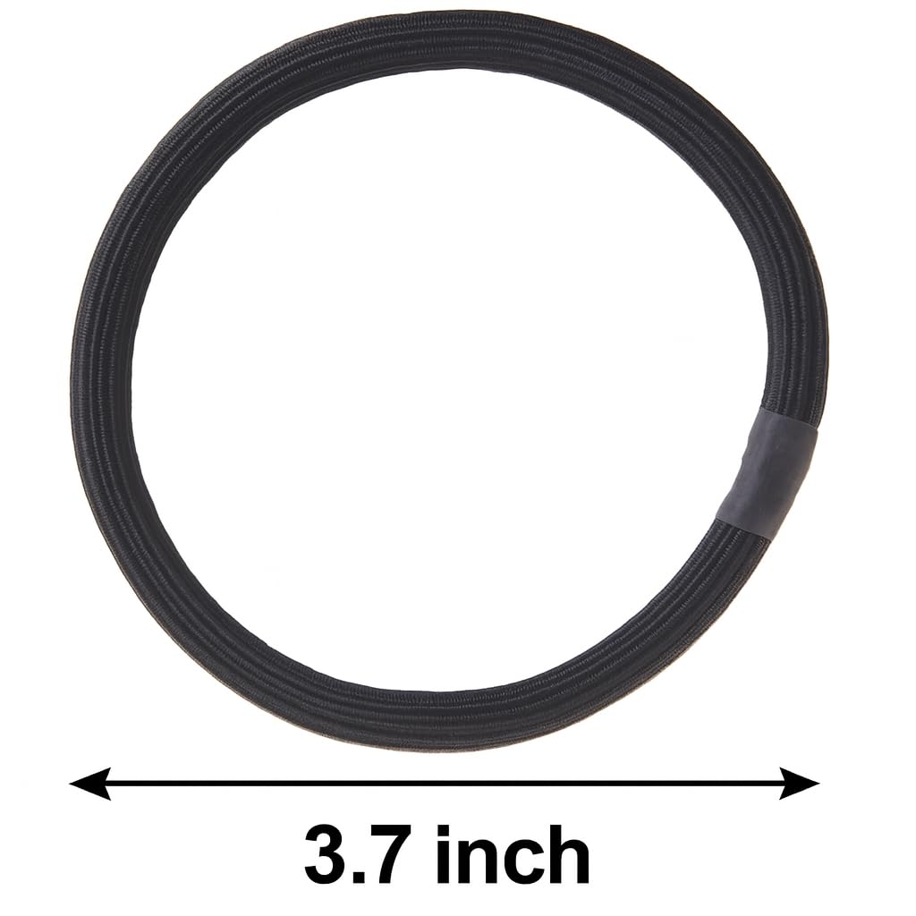 Close up view of the black fabric covered extra thick hair ties showing no metal design.