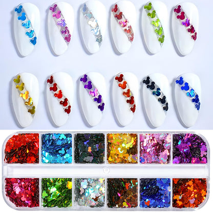 Various colors of Mickey Mouse nail flakes for DIY craft