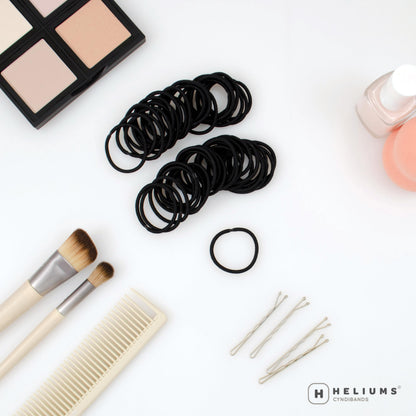 Close up view of the two millimetre thick fabric covered mini hair elastics