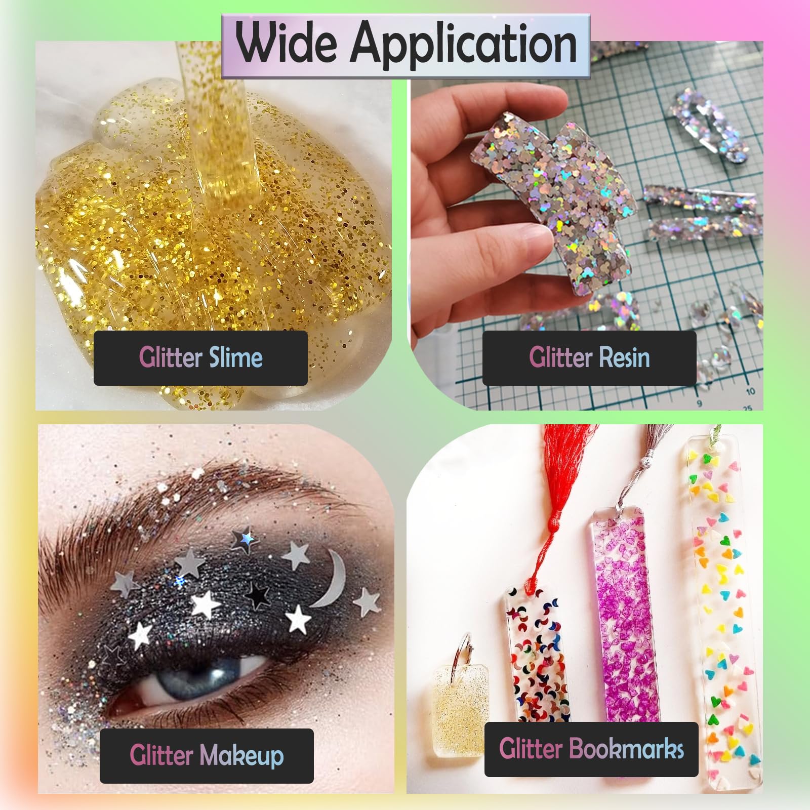 Professional nail art decoration using heart glitter