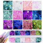 Four boxes of mixed iridescent nail glitter flakes