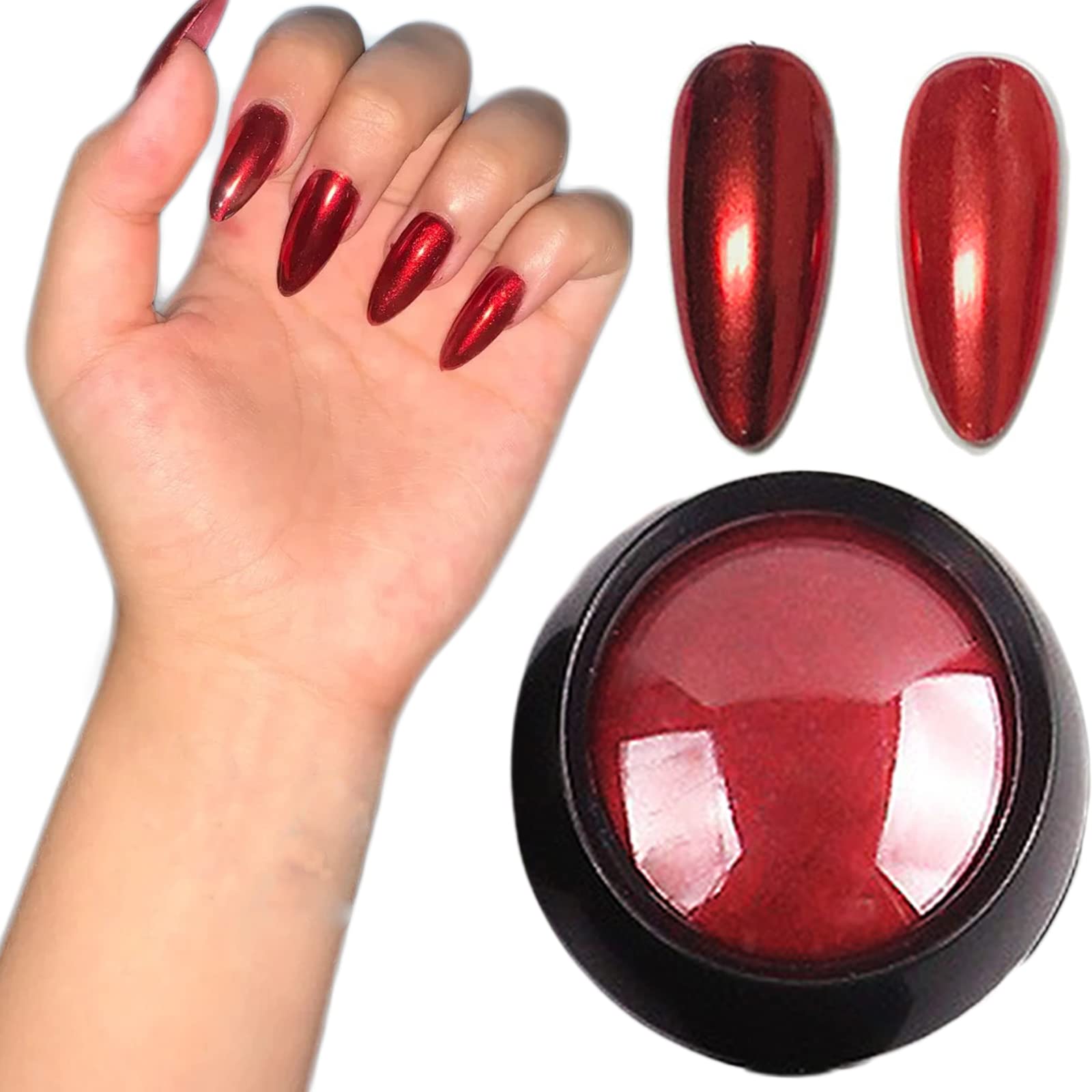 Professional nail art metallic red chrome pigment