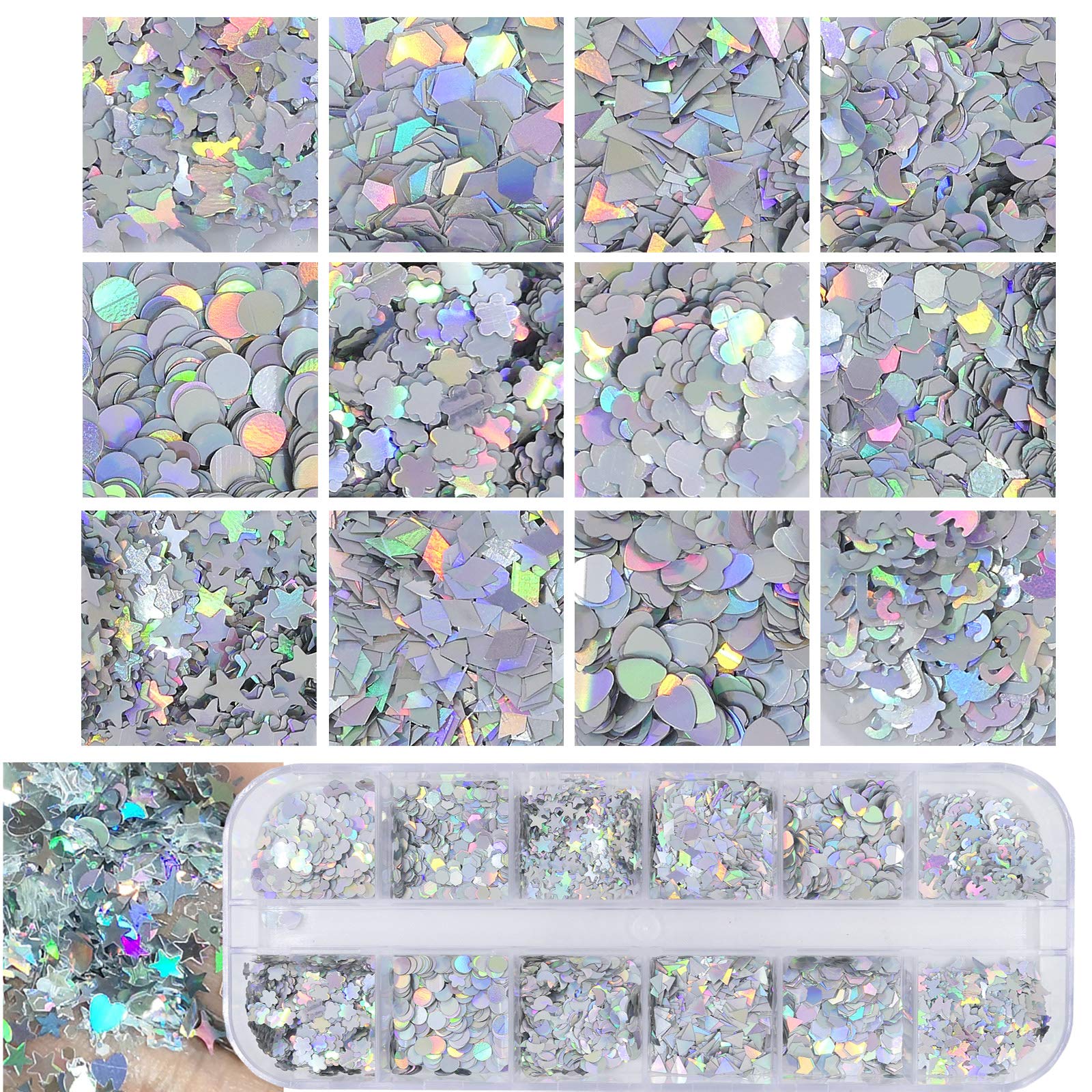 Collection of mixed shape nail sequins for manicure