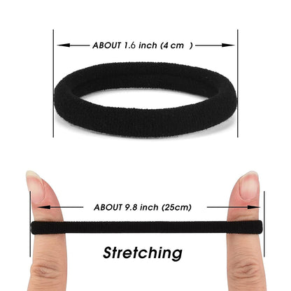 Close up view of the thick elastic spandex material of a single iFwevs no damage hair band