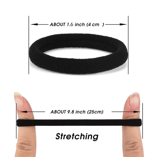 Close up view of the thick elastic spandex material of a single iFwevs no damage hair band