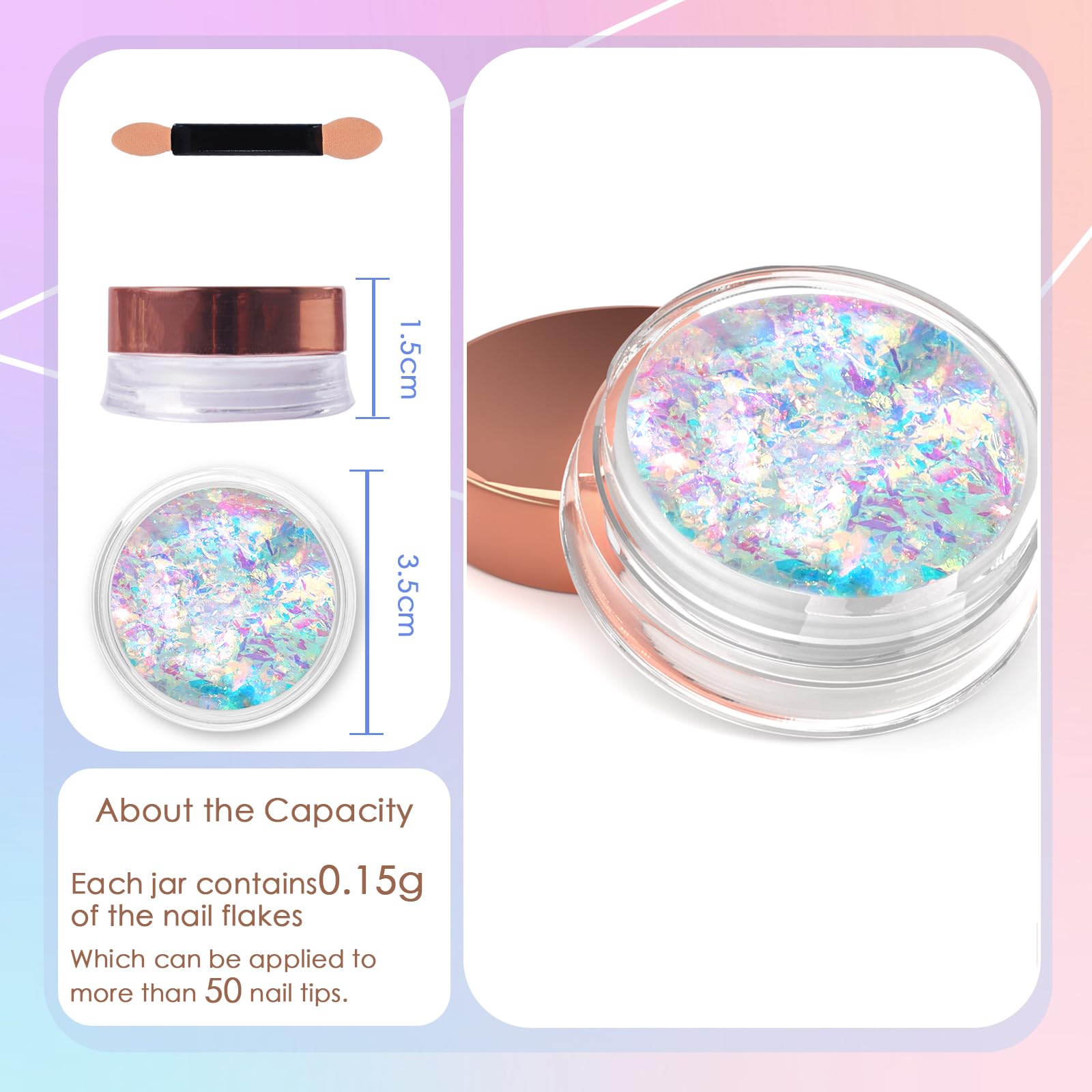 Texture detail of irregular holographic nail art confetti