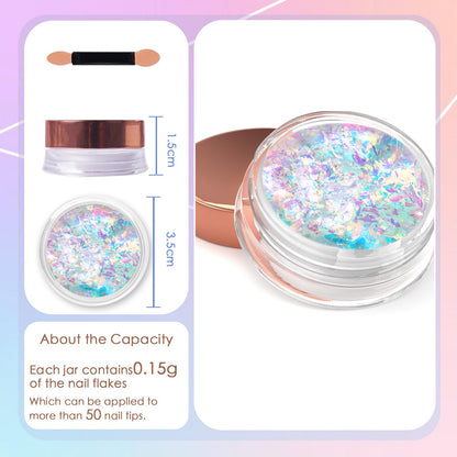 Texture detail of irregular holographic nail art confetti