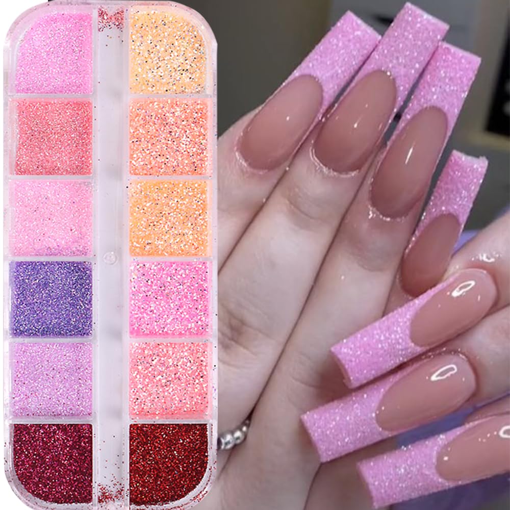 Close up of Stzpronail sugar glitter powder texture on a nail.