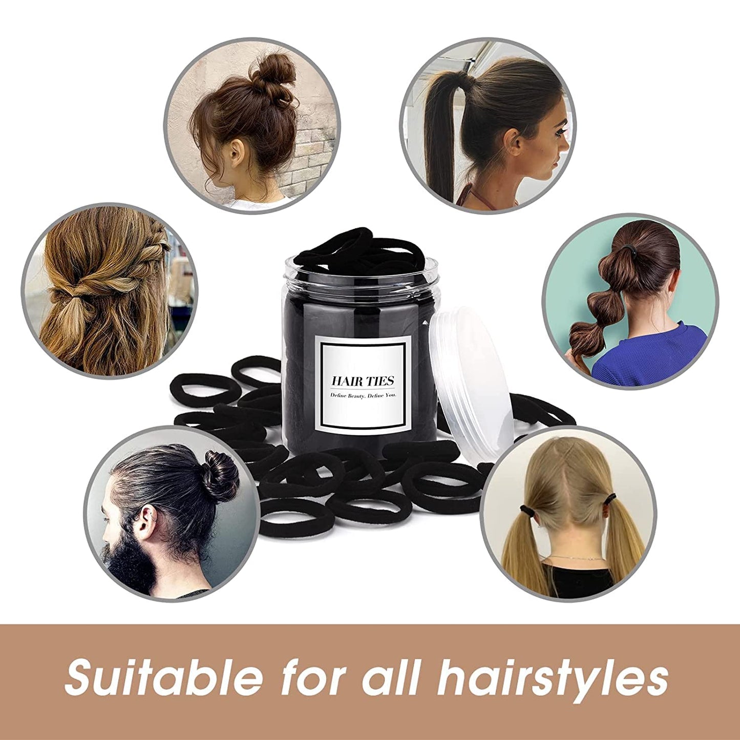 iFwevs black hair bands displayed out of the packaging showing the premium cotton fabric finish