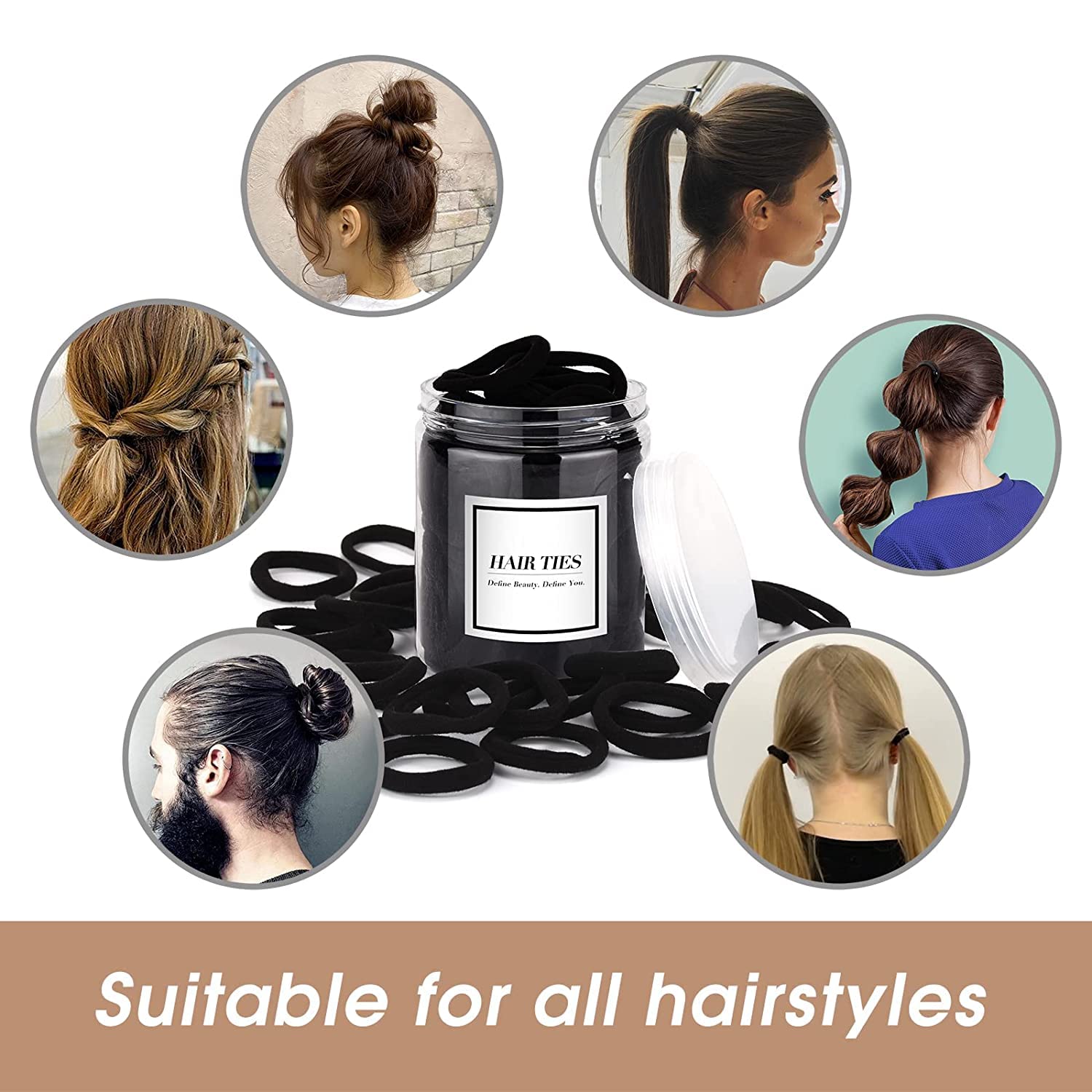 iFwevs black hair bands displayed out of the packaging showing the premium cotton fabric finish