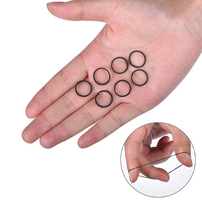 Hicarer black elastic ties showing thickness and stretchability for hairstyles