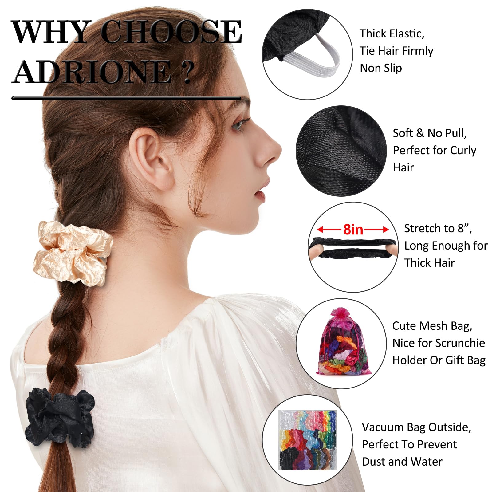 ADRIONE pastel and neutral tone hair ties displayed together in a premium gift presentation