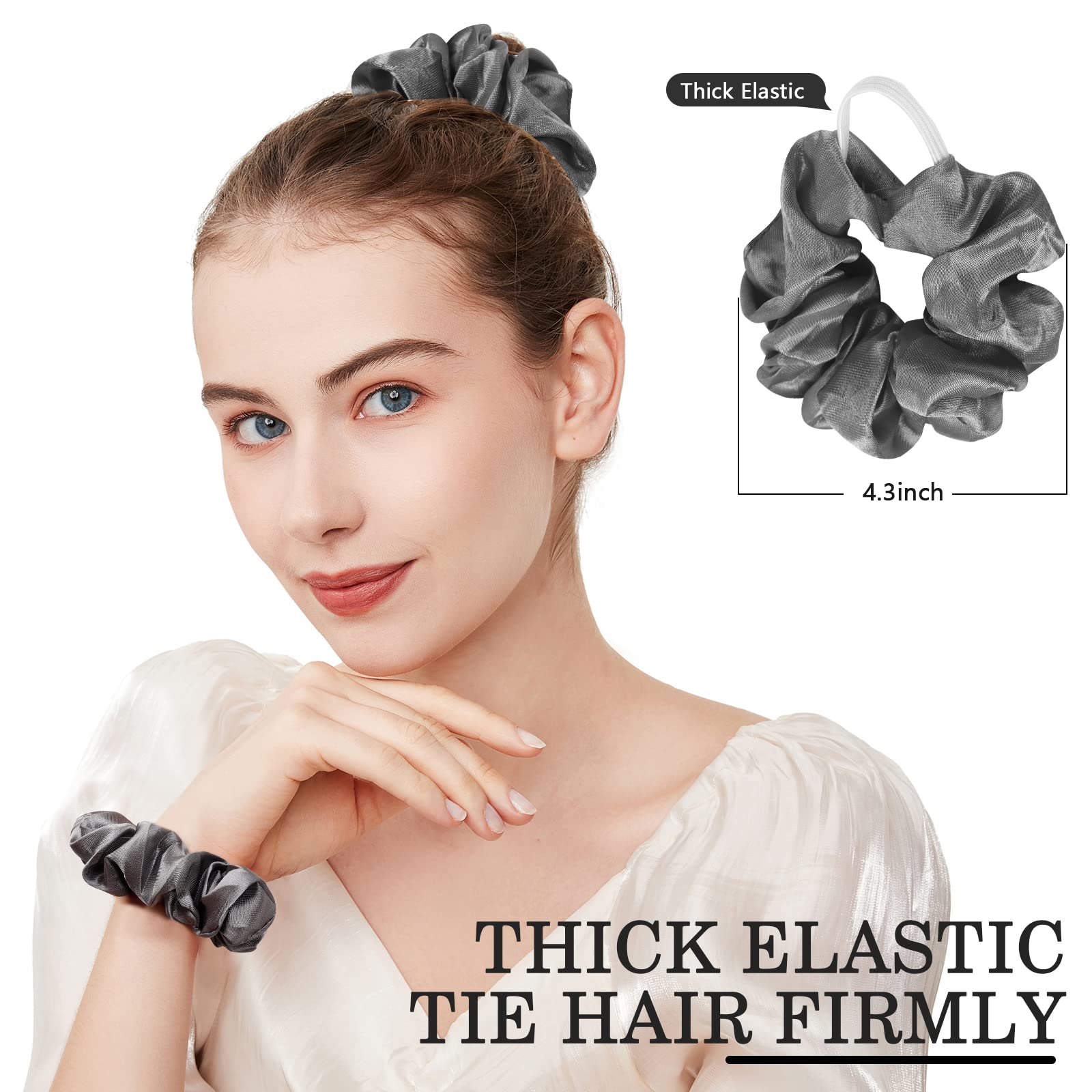 Vibrant neon and blue theme satin scrunchies arranged neatly for modern hairstyle ideas