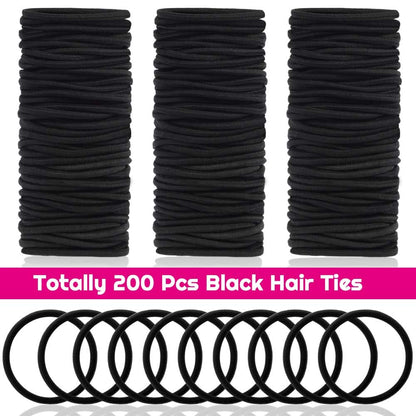 Close up of 4mm thick premium black elastic hair bands showing texture