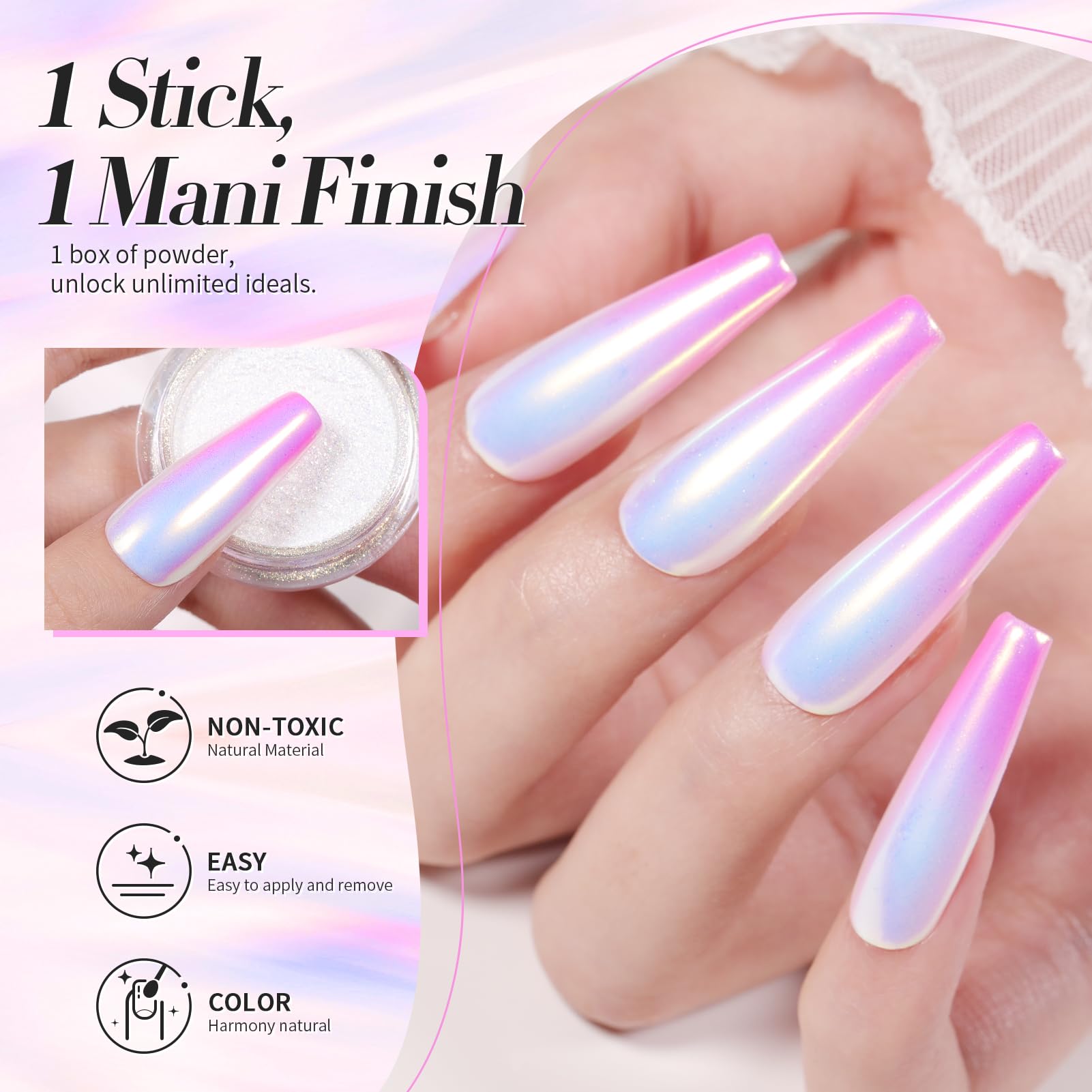 Born Pretty chrome powder applicator tool and nail art results