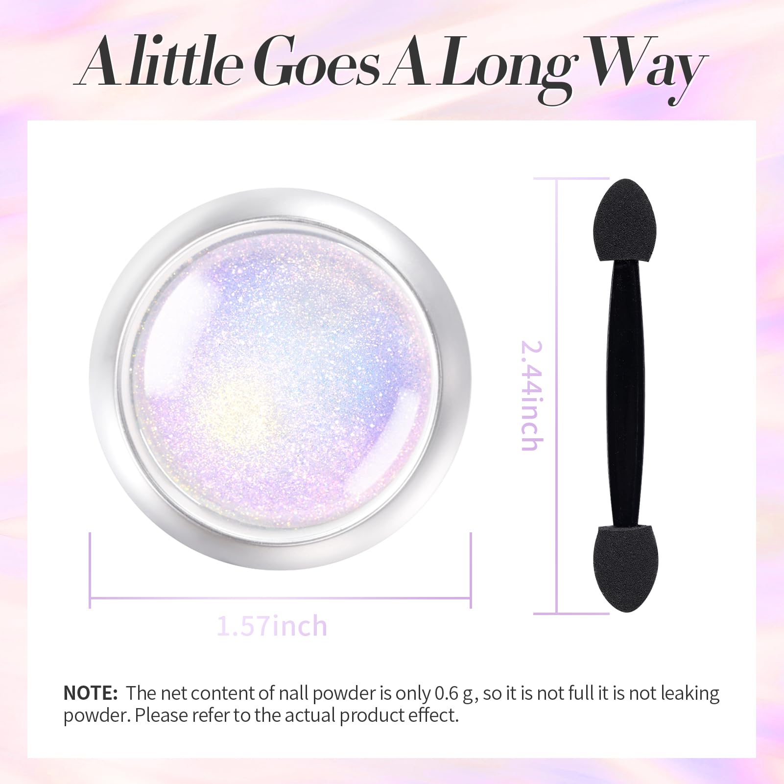 Swatch demonstration of Born Pretty aurora nail powder on black base
