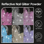 Furtherpretty 6 colors sparkle nail powder jars arrangement