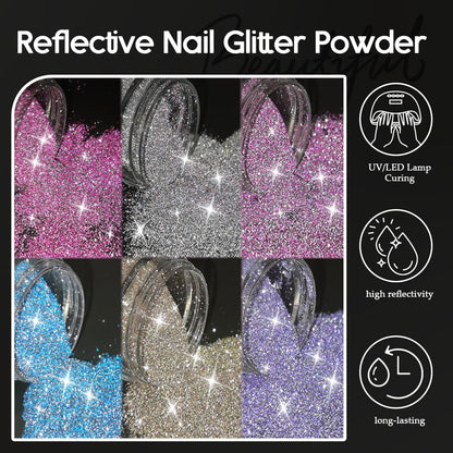Furtherpretty sparkle nail powder jars with applicator brush
