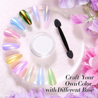 Professional nail art created with Born Pretty chrome pigment