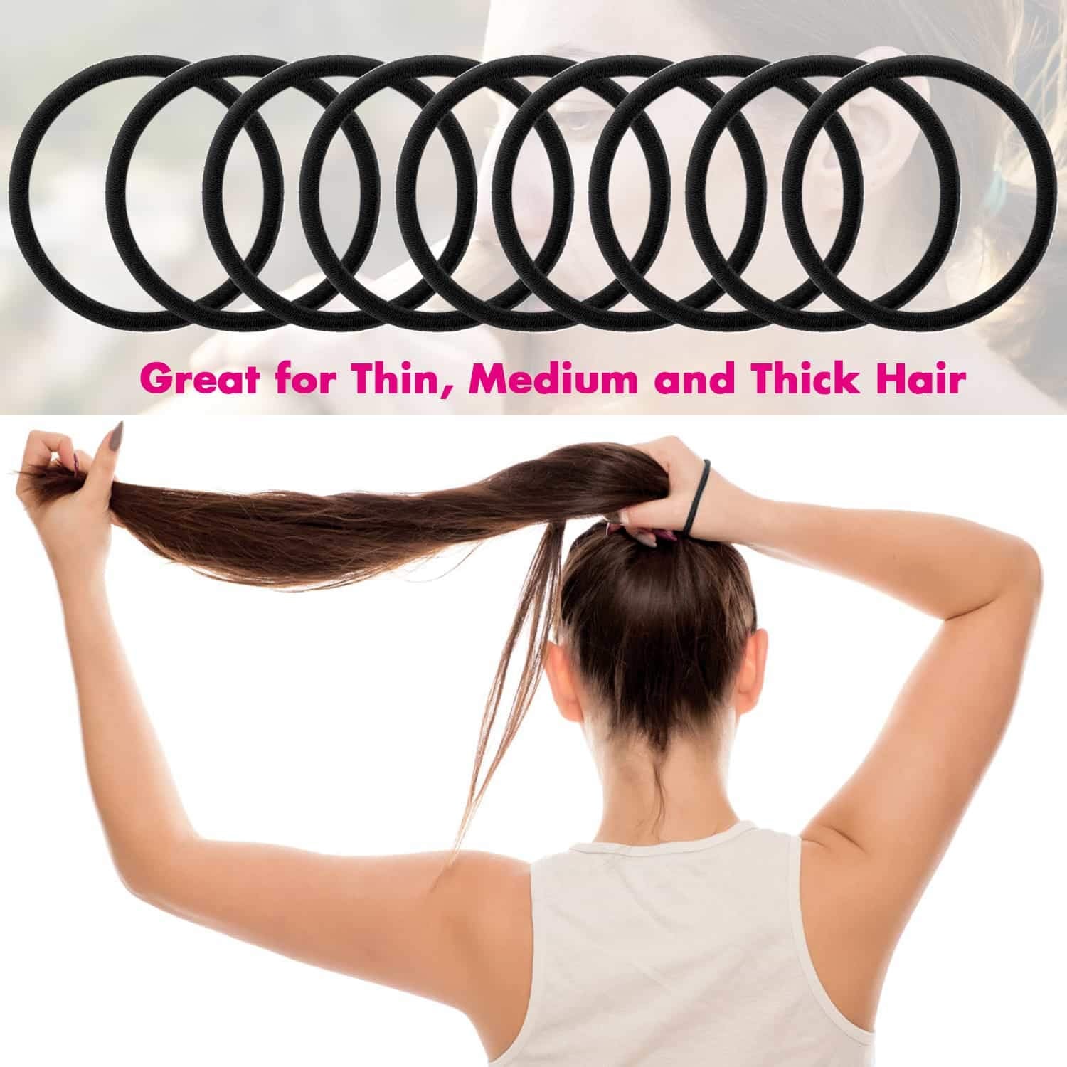 Circular elastic loop hair bands designed for thick and thin hair